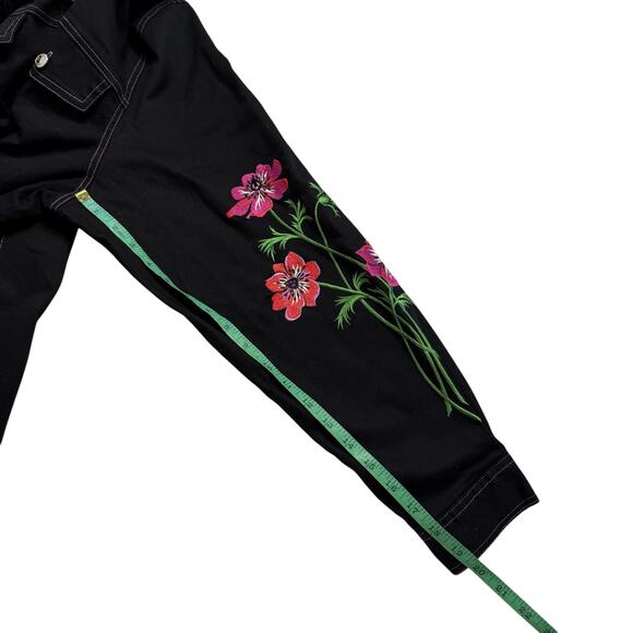 Vintage BOB MACKIE Western Floral Embroidered Black Shirt Jacket Size Large - Picture 9 of 10